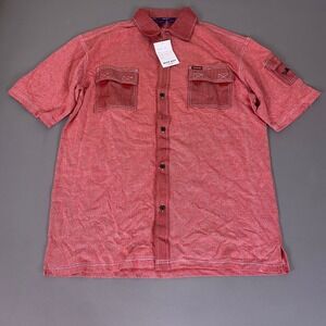 Y2K Vintage Blue Boy Button Down Shirt Men's XL Red Short Sleeve Streetwear New*